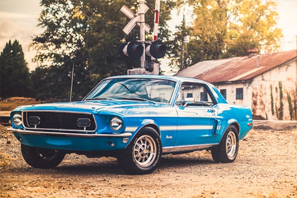1968 California Special Ford Mustang – Ford produced 3,867 California Special Editions as part of a marketing promotion in California. This Mustang has been restored to award-winning show condition including repaint to “Grabber Blue”