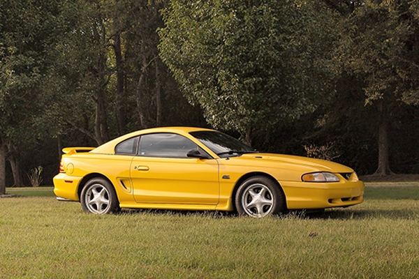 1995 Ford Mustang - This is an excellent example of a low-optional 1995 Mustang with both the rare GTS trim package and the rare Canary Yellow color, 5.0 H.0 Engine with 5-speed transmission.