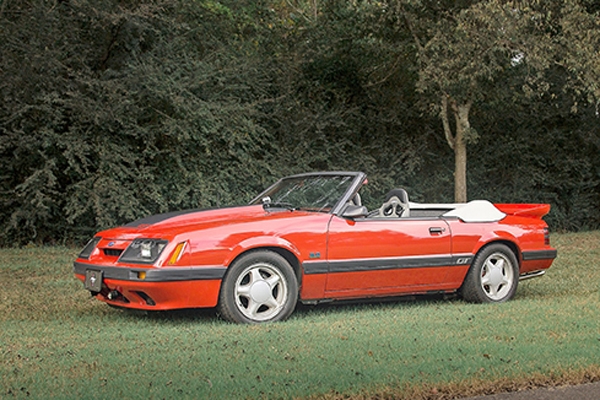 1986 Ford Mustang Convertible -- This 1986 Mustang was graciously donated to the Museum by its original owner, Bob Rose. It has less than 35,000 original miles and has several period-correct, tasteful modifications including a supercharger.