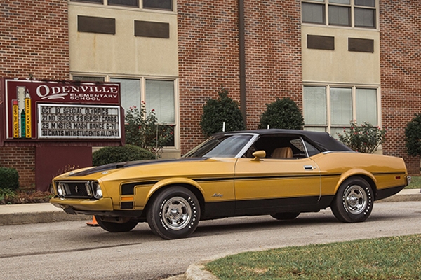 1973 Convertible - This is an excellent example of the last year of the First Generation Mustang and the last year of the convertible until 1983. It has the rare Gold Glow paint.