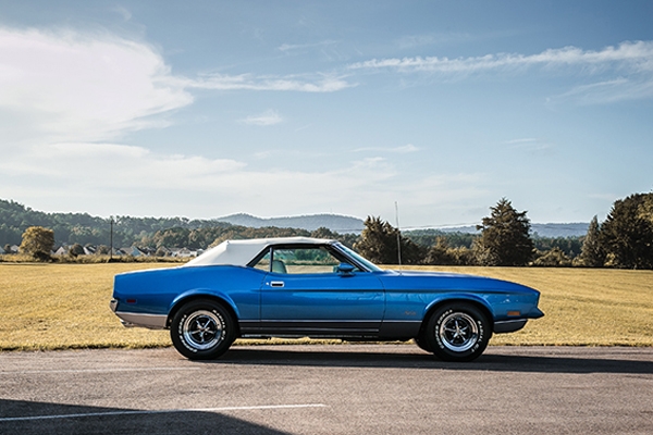 1972 Mustang Convertible This Mustang is a rare 1972 R-Code; R-Code representing the rare 351-4bbl V-8, High Output engine. This rare convertible is 1 of 13 with the R-Code package which includes a 4-speed transmission, 9-inch rear axle with 3:91 gears, competition suspension, staggered rear shocks and 15-inch wheels.