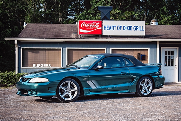 1998 Saleen Mustang – This Mustang is number 8 of 10 Saleen “Rent-A-Racer” vehicles produced for Budget Rental Cars at the Los Angeles airport. This was the only Mustang produced in the Pacific Green color and with a manual transmission.