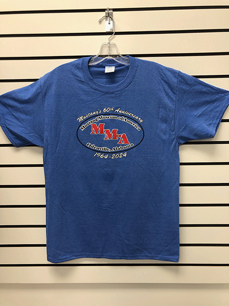 Mustang's 60th Anniversary merchandise is now available on the Mustang Museum of America eBay store. "60th Anniversary T- Shirts, $18.95 - $19.95, Challenge Collector Coin $6.95, Decal $1.95.